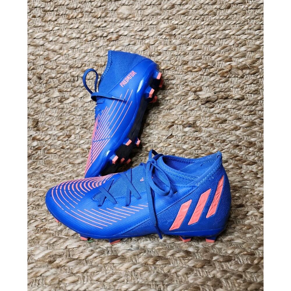 Adidas Predator Edge.3 FG Blue Youth Soccer Cleats GW2361 Athletic Size 5
